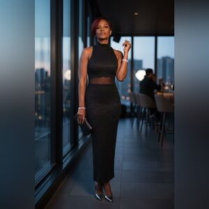 Chic Black Lace Maxi Dress very Beautifully Made.